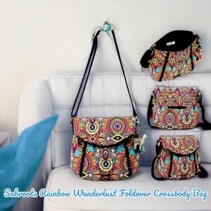 Sakroots Artist Circle Rainbow Wanderlust Foldover Crossbody Bag
